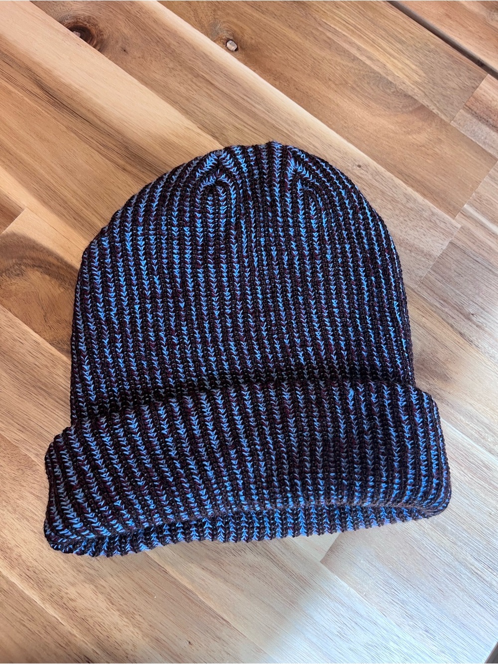 THE GREAT. Marled Rib Knit Beanie Brown Blue Burgundy Cuffed Hat